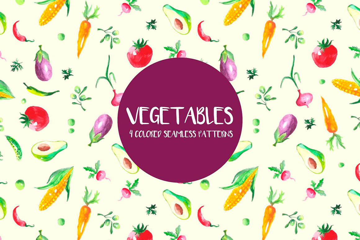 Watercolor Vegetables Pattern