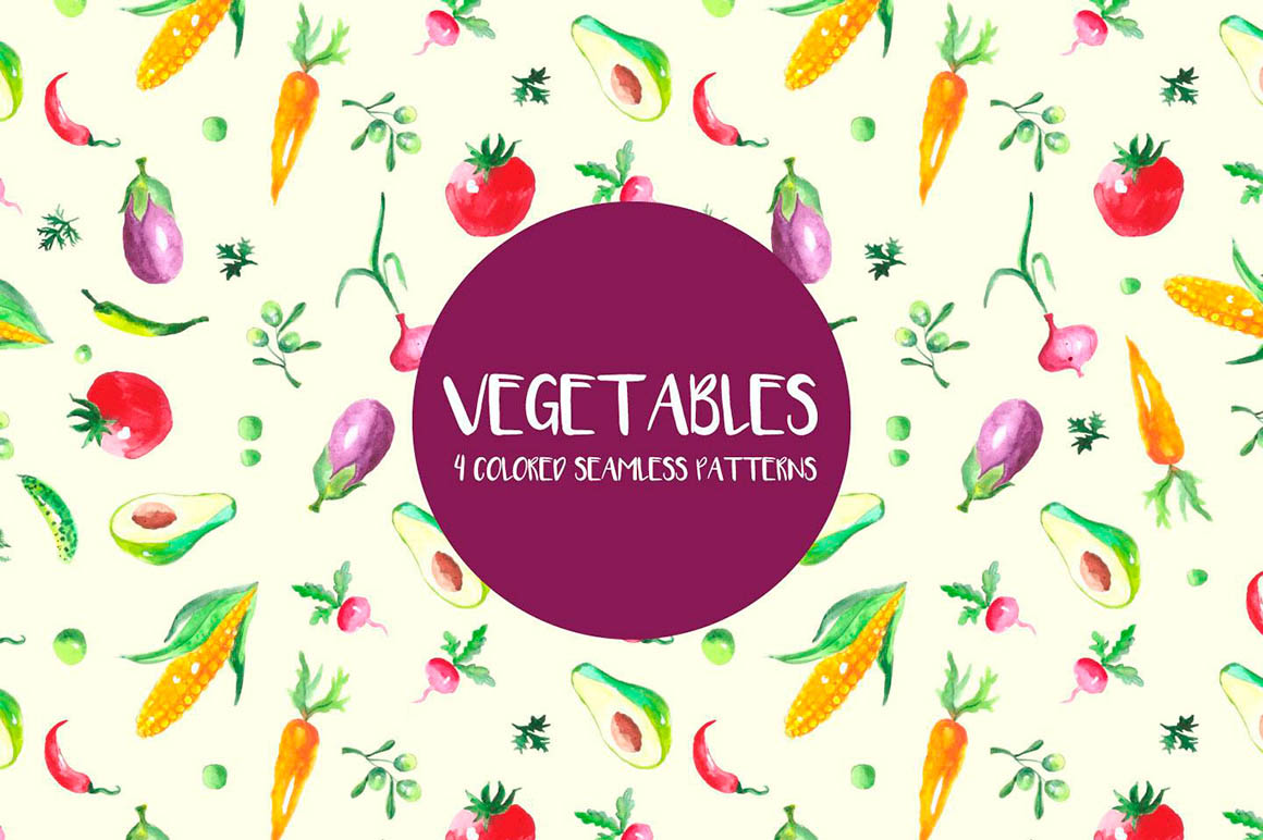 Watercolor Vegetables Pattern