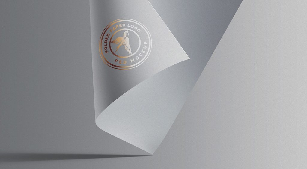 PSD Folded Paper Logo Mockup