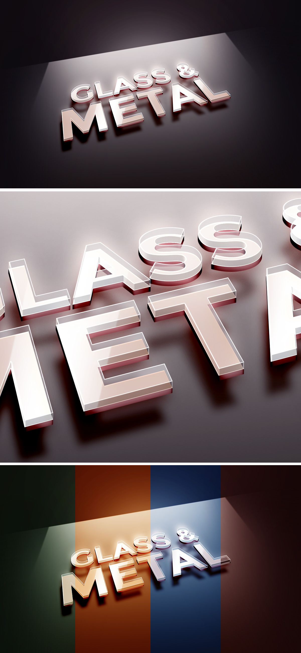 Glass Metal Text Effect PSD