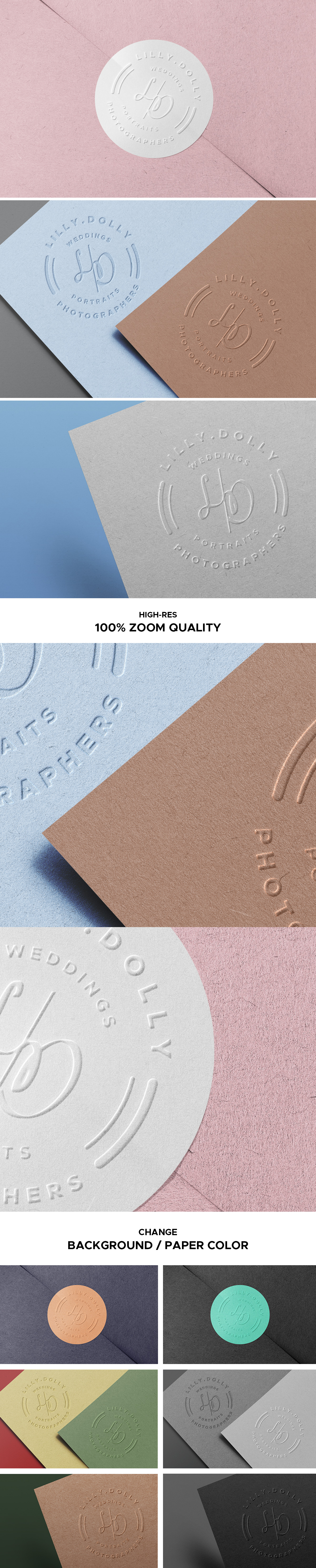 Embossed Paper Logo Mockups