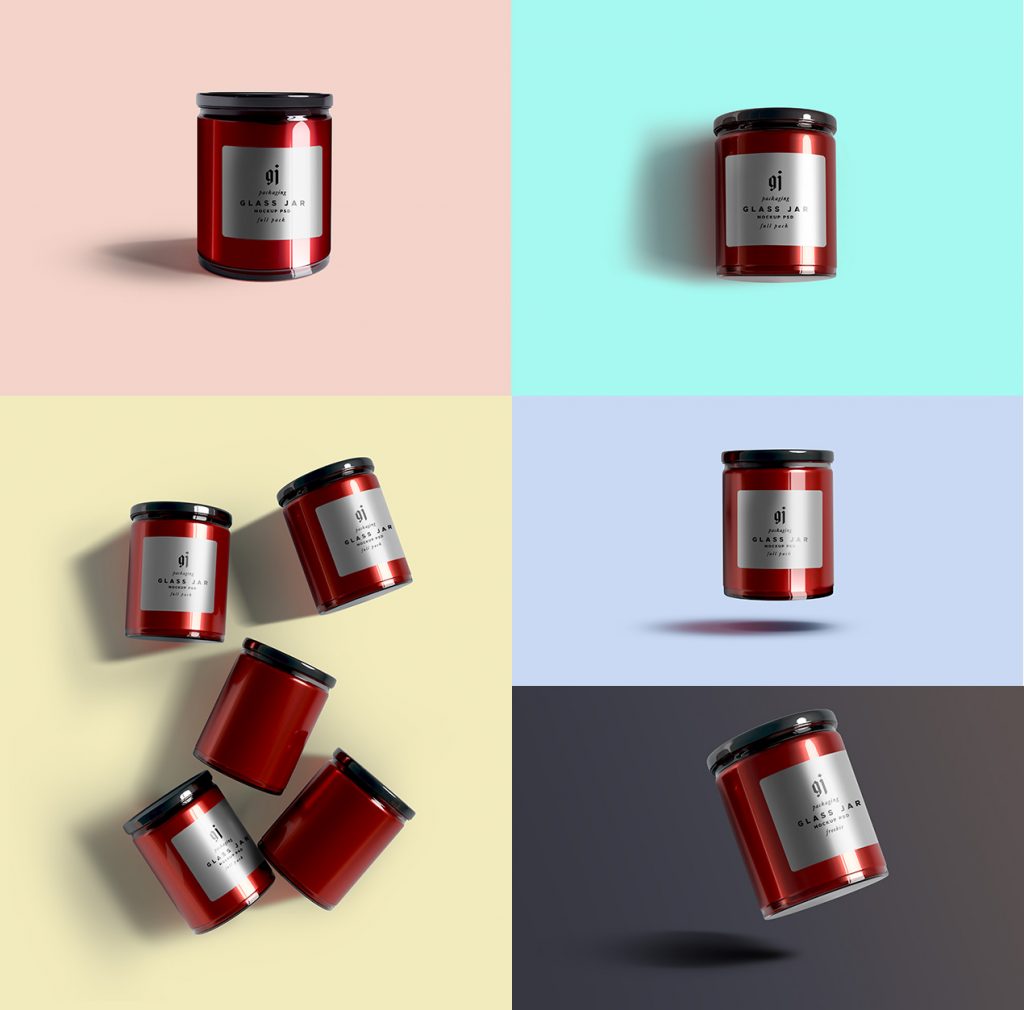 Glass Jar PSD Mockups Full Set GraphicsFuel