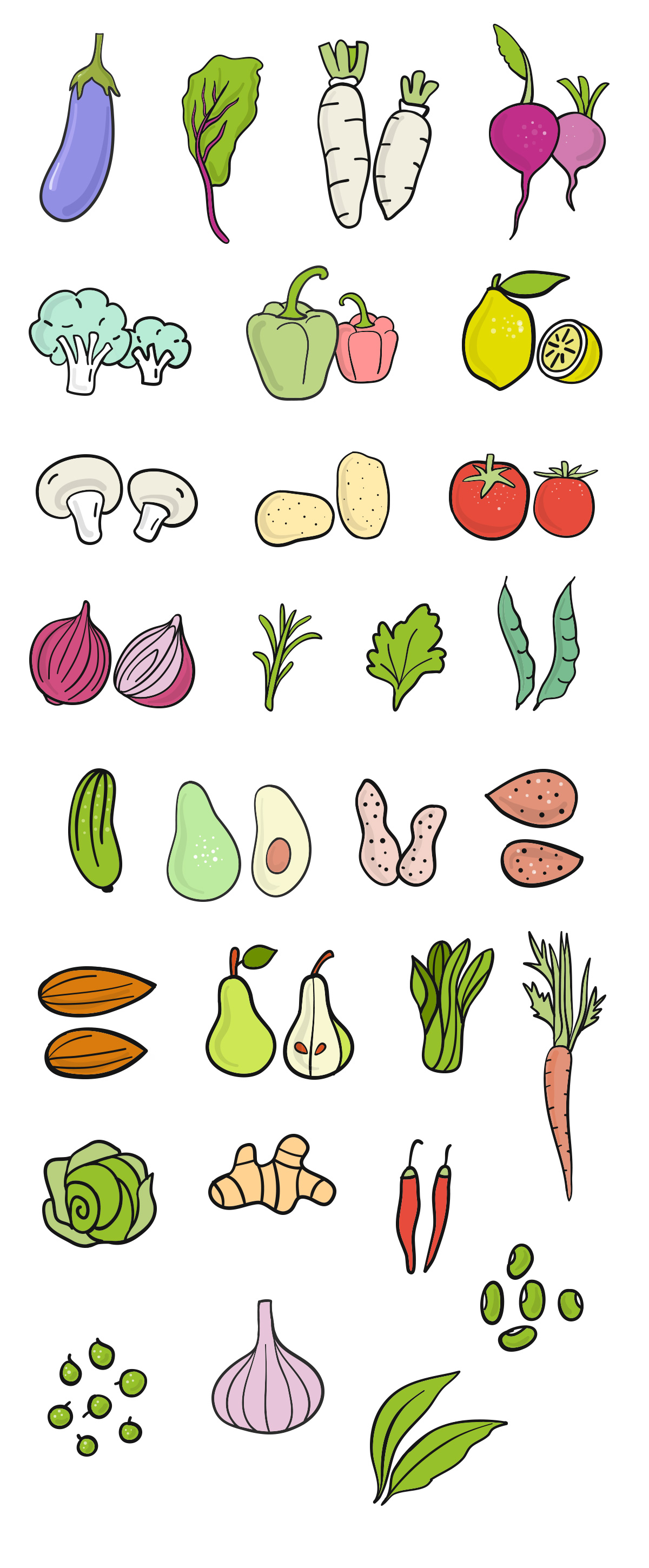 Food Break: Handdrawn Vegetable Vector Icons