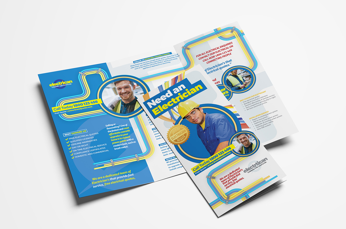 Electrician Trifold Brochure Template