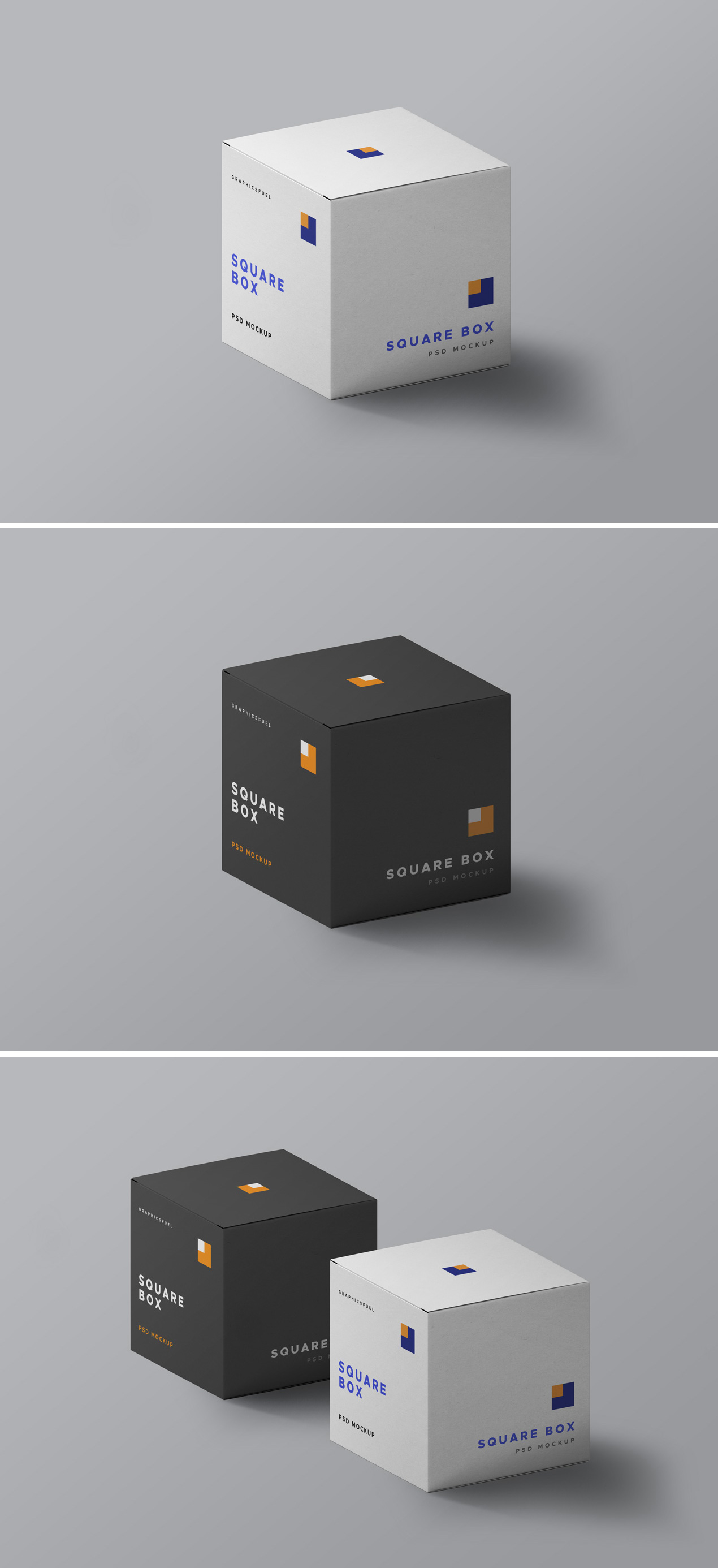 Square Packaging Box Mockups