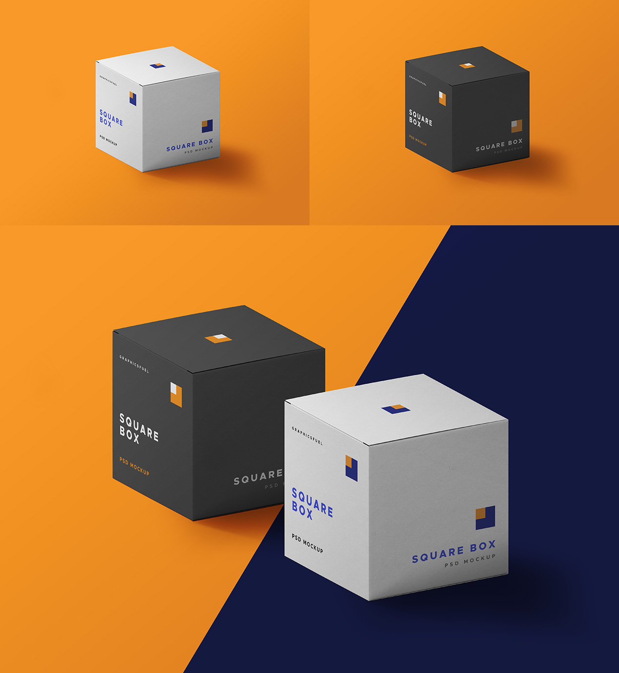 Square Packaging Box Mockups