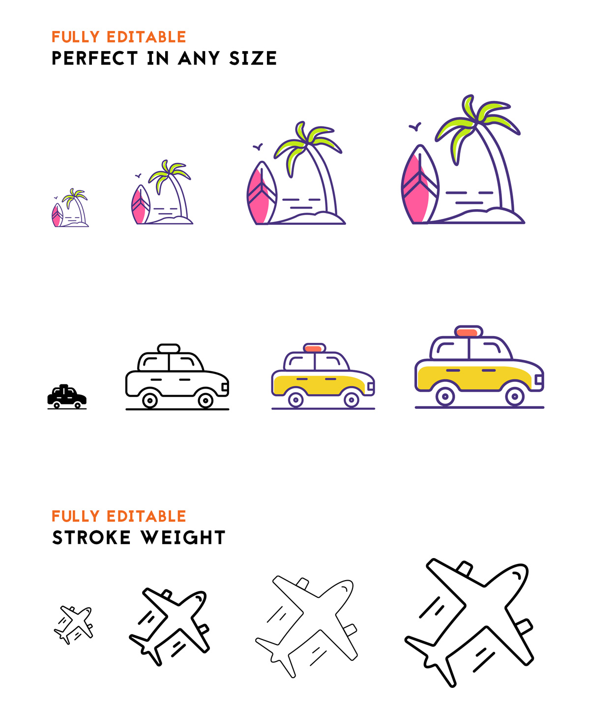 Vector Travel Icons Pack