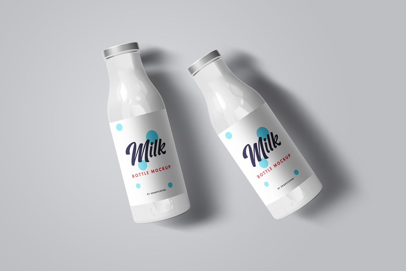 Free Glass Milk Bottle Mockup (PSD)