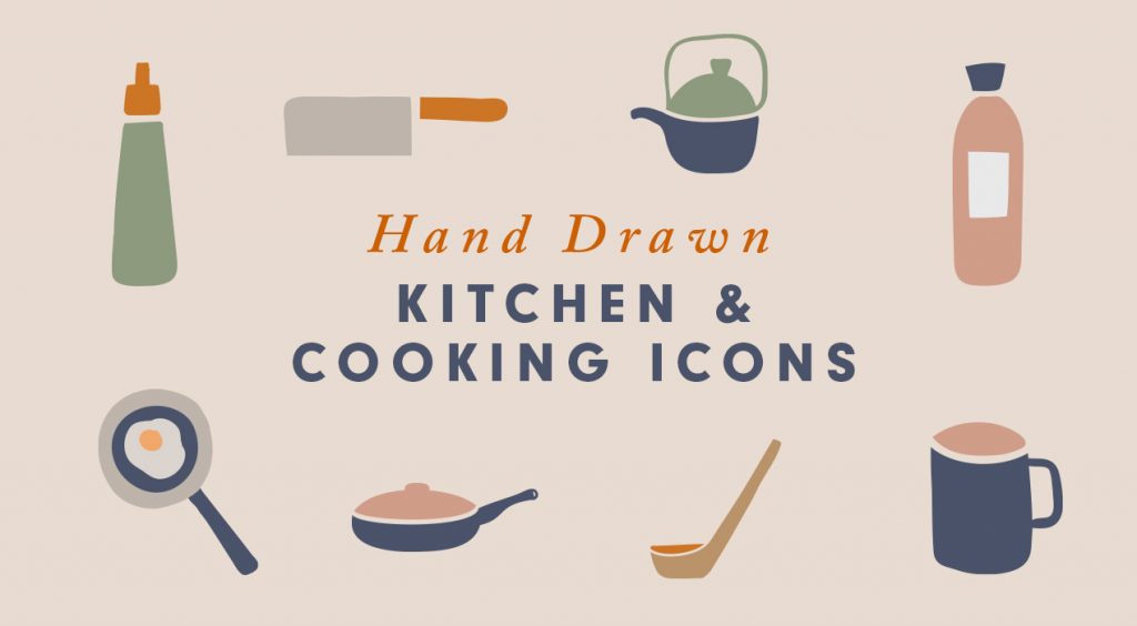 A collection of 40 hand-drawn kitchen and cooking icons inspired by various utensils in the kitchen. This was a little fun hand-drawn artwork for me using my iPad and the pencil. Well, you can use these icons to decorate your artwork, create your logos, icons, social media graphics, blog posts, greeting cards, invitations, website icons and more! The icons are vector shapes and you can easily colour them, resize them as you like. So go ahead and download the icons and create something fresh from the kitchen. :)