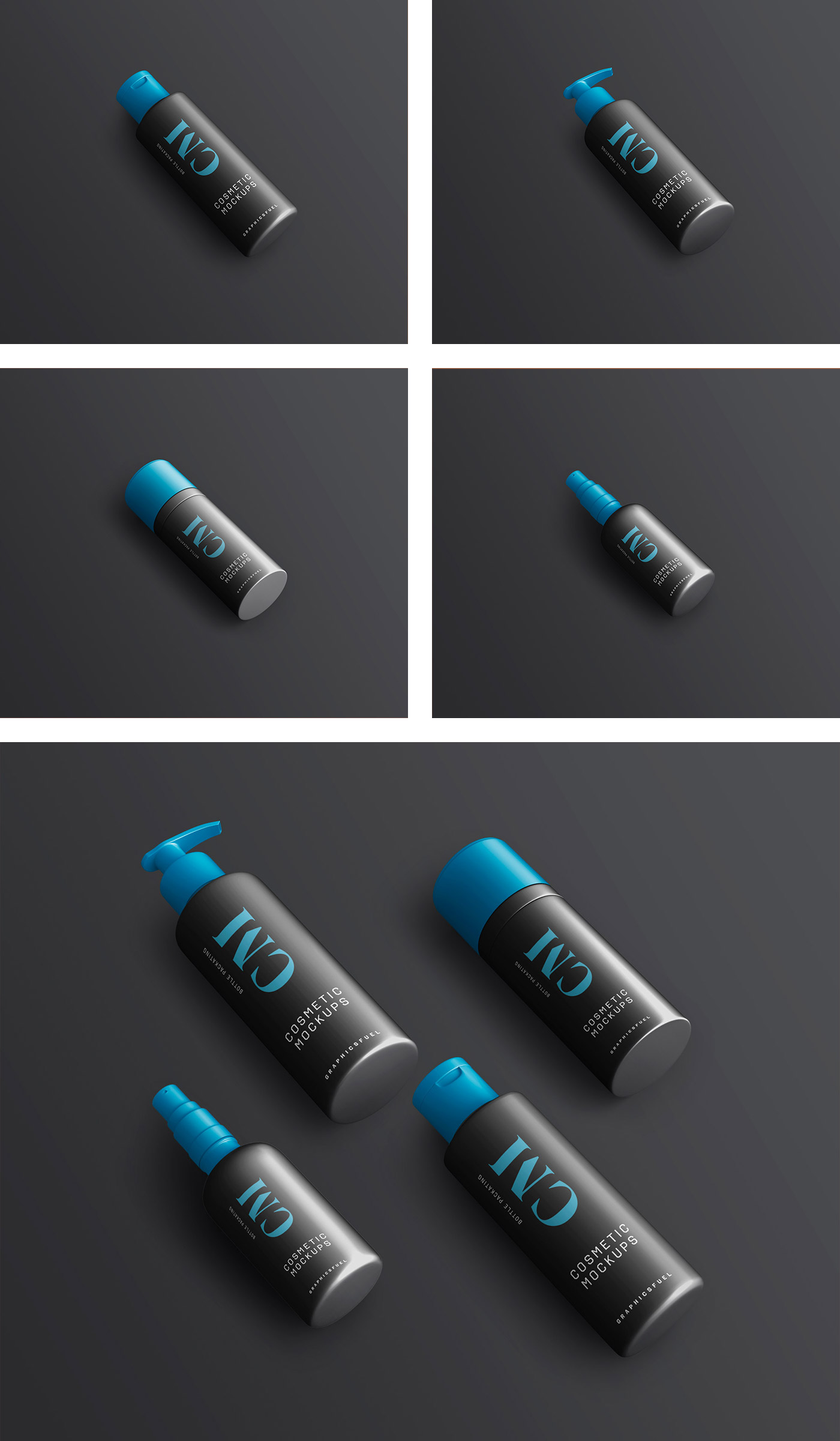 Cosmetic Product Bottle Dark Mockups