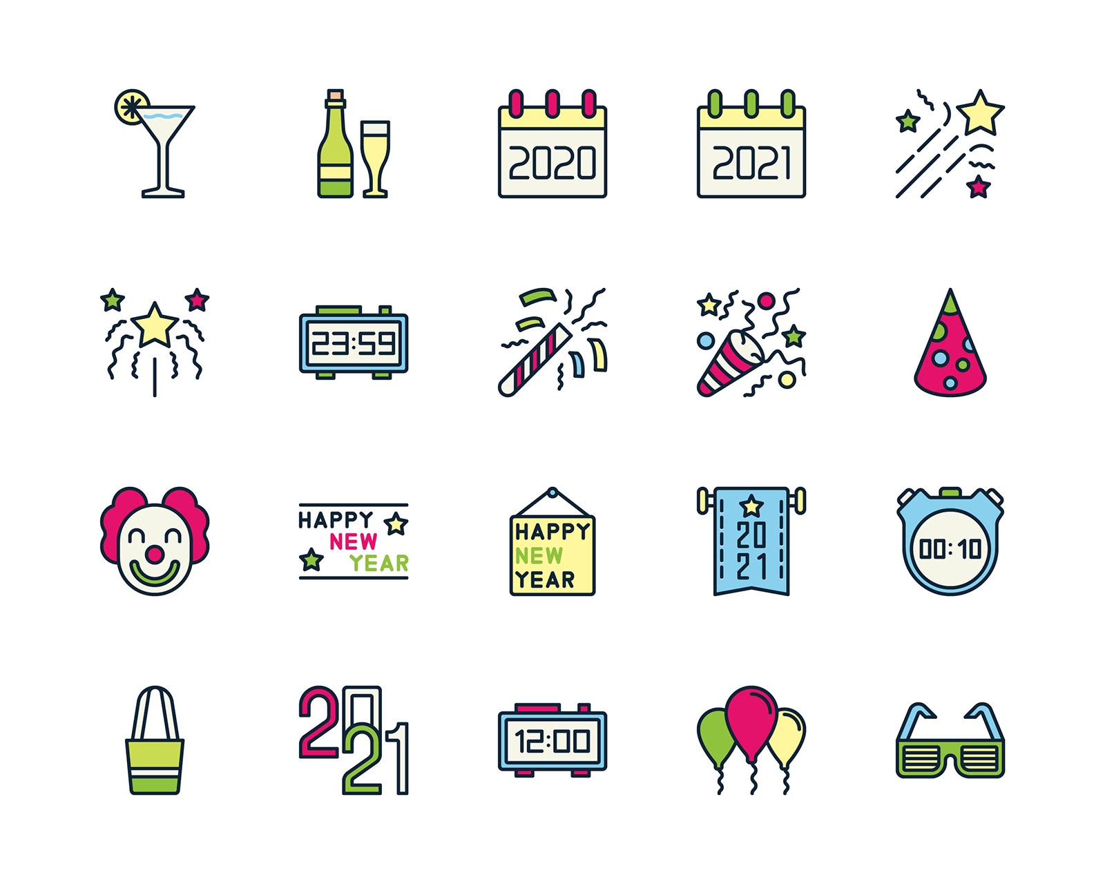 Happy New Year Free Color Icons