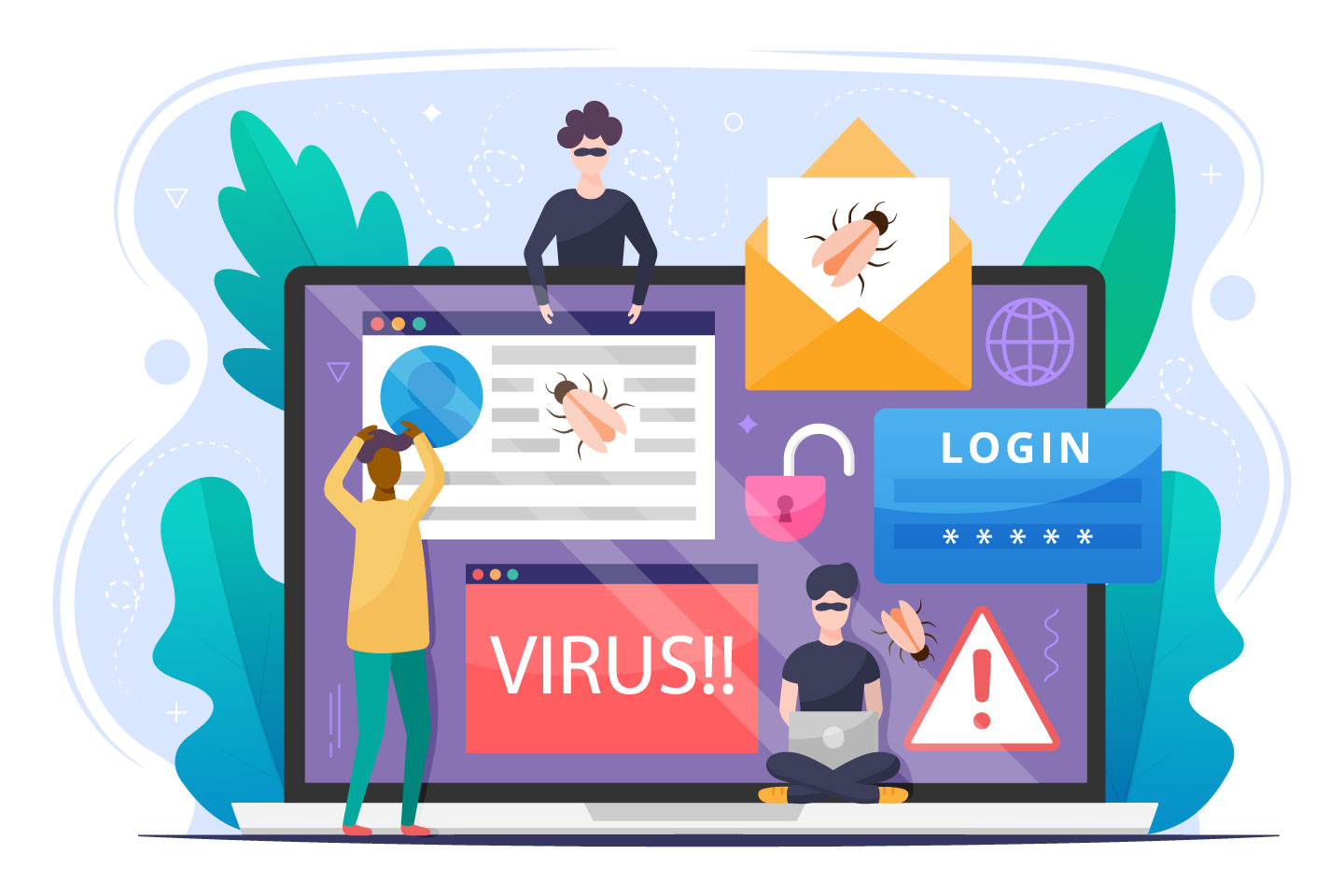 Personal Data Hacking Vector Free Illustration