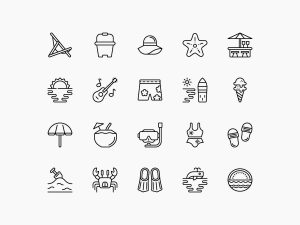 Beach Vector Icons Pack - Graphicsfuel