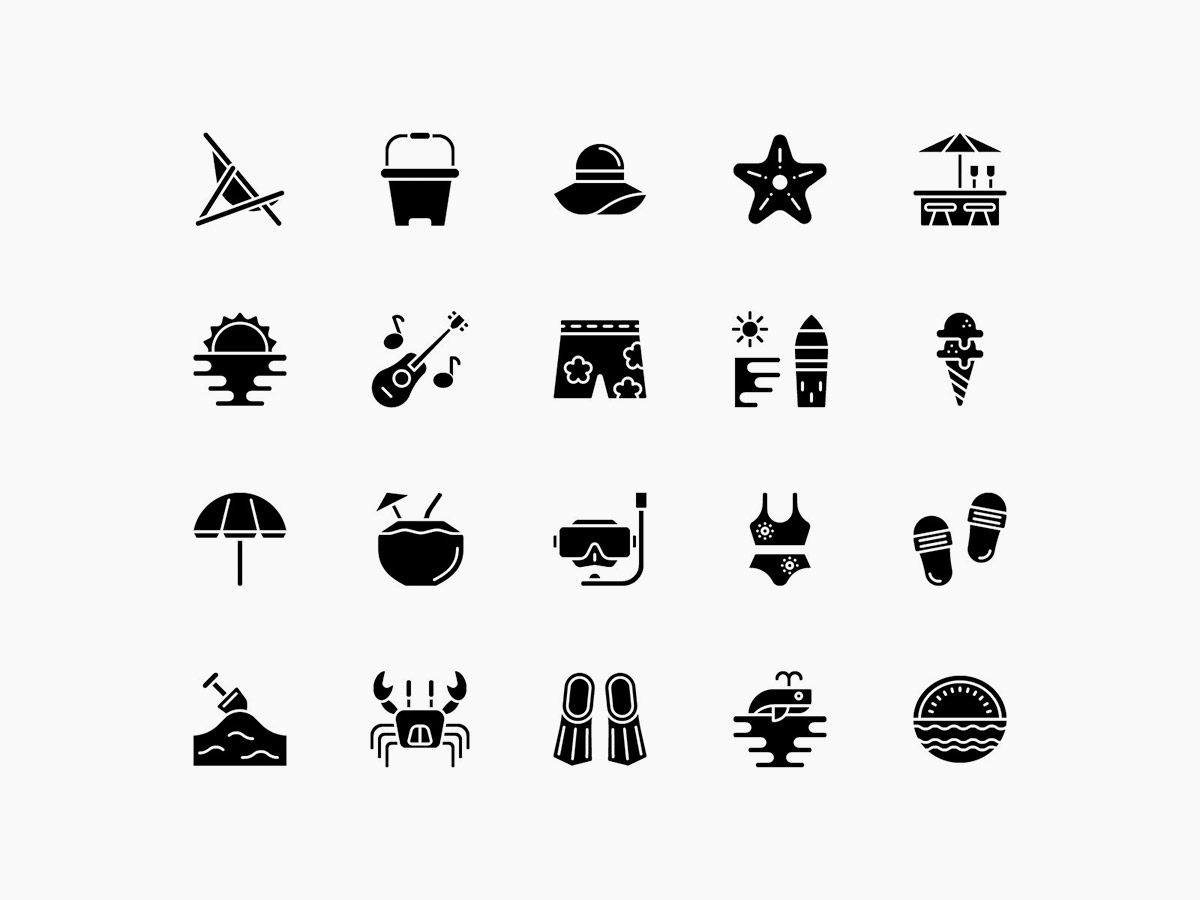 Vector Beach Solid Icons