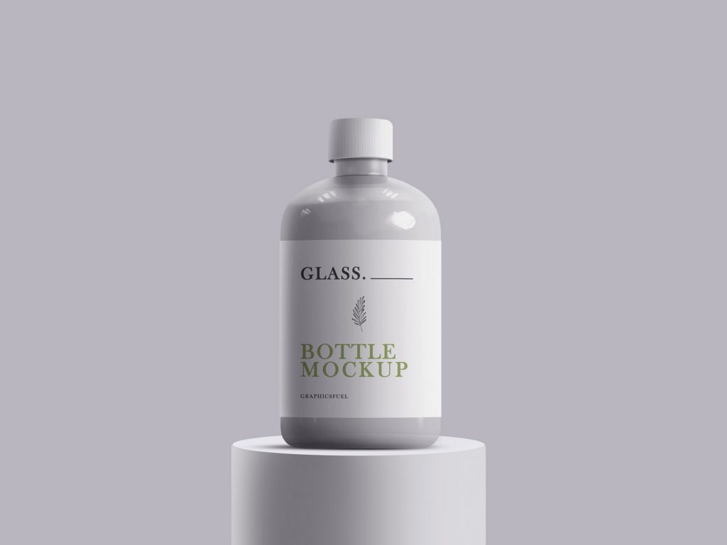Free Glass Bottle Mockup Template