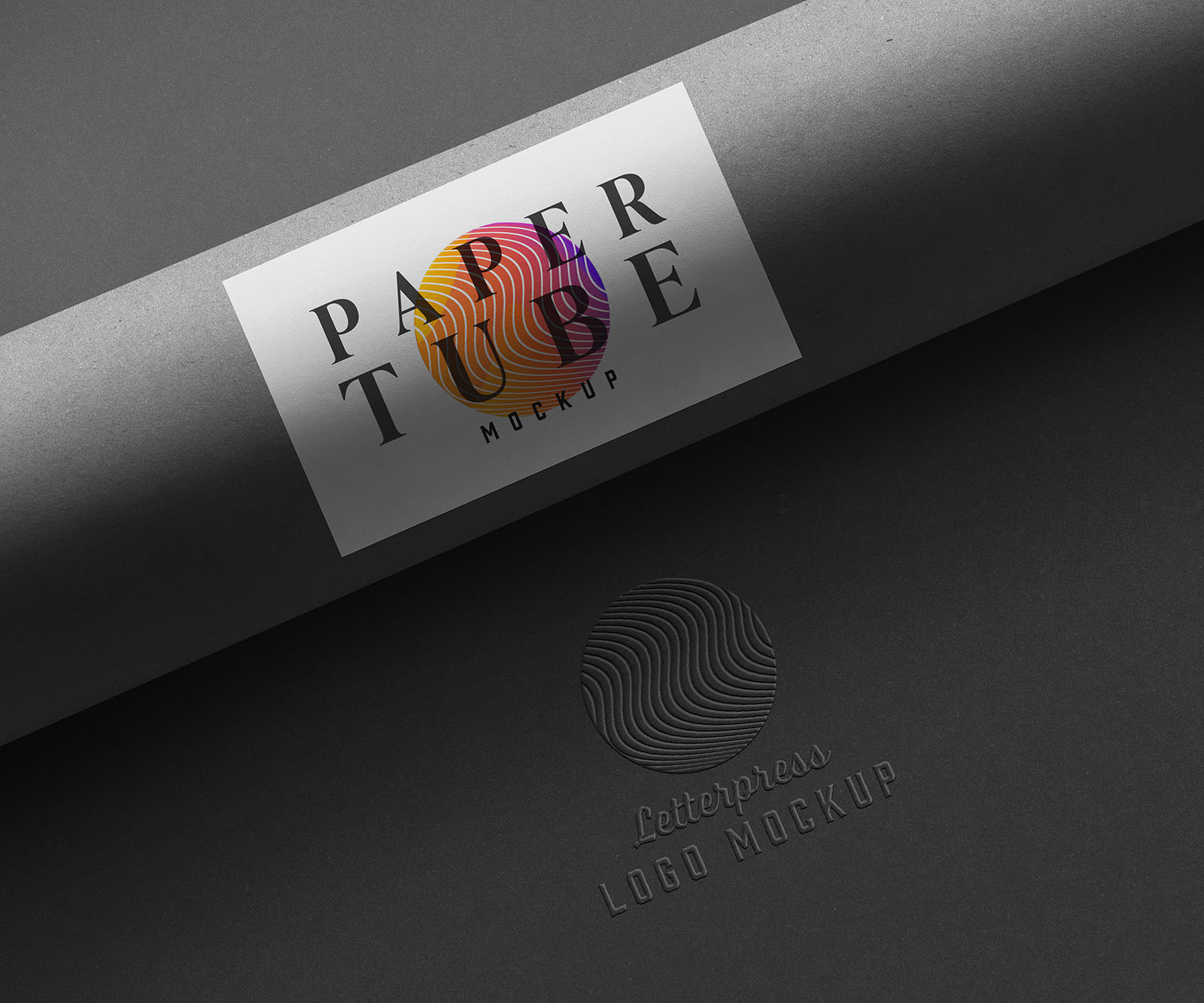 Paper Tube Stationery Logo Mockups Dark Version