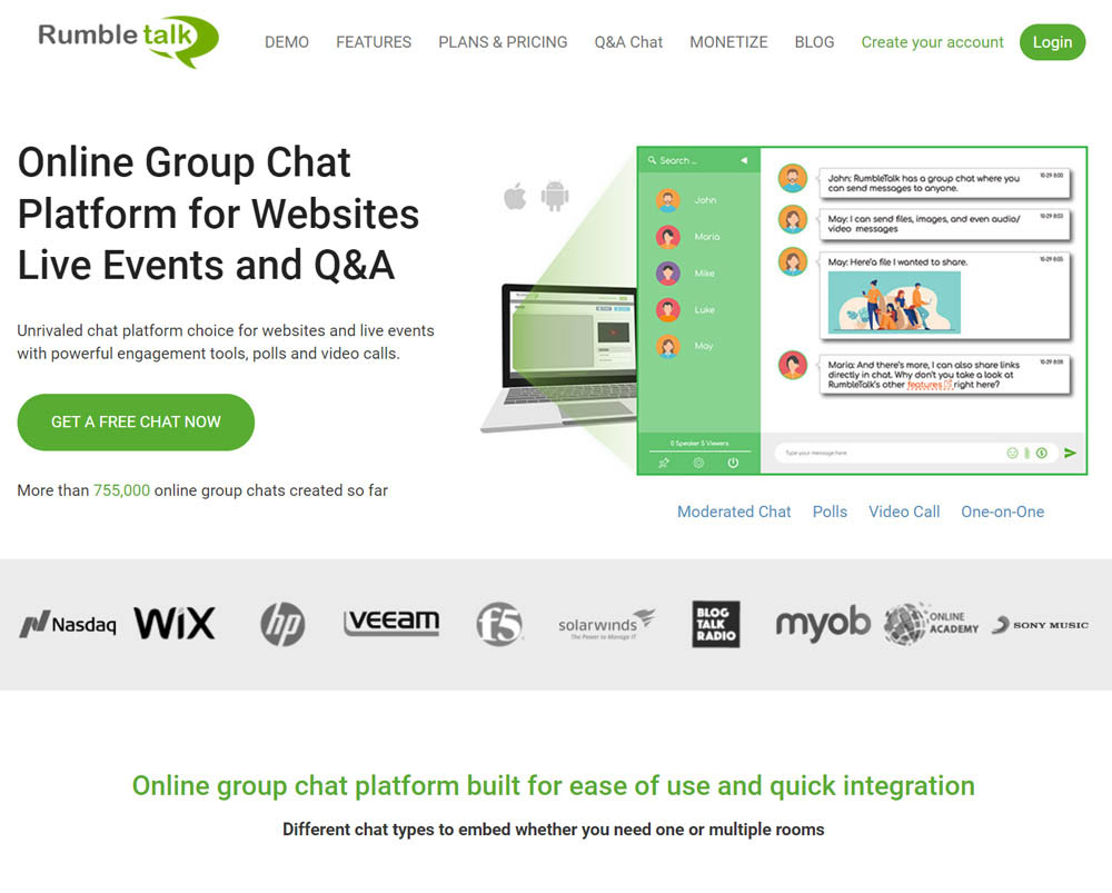 Online Group Chat Platform for Websites Live Events and Q&A