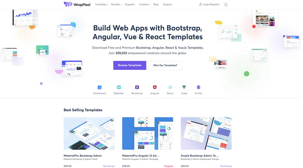 WrapPixel - Bet 95% off on Admin Dashboards Templates