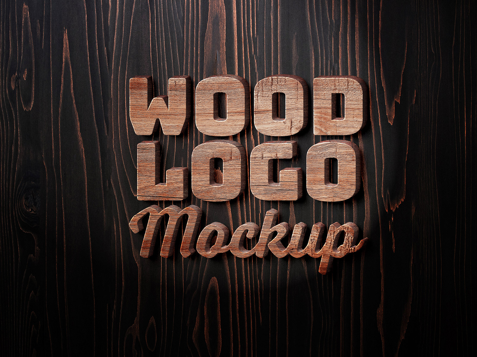 Wooden Logo Mockup PSD