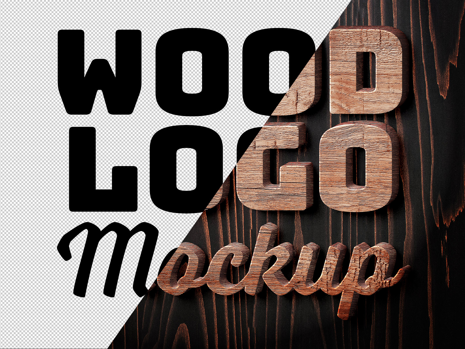 Wooden Logo Mockup PSD