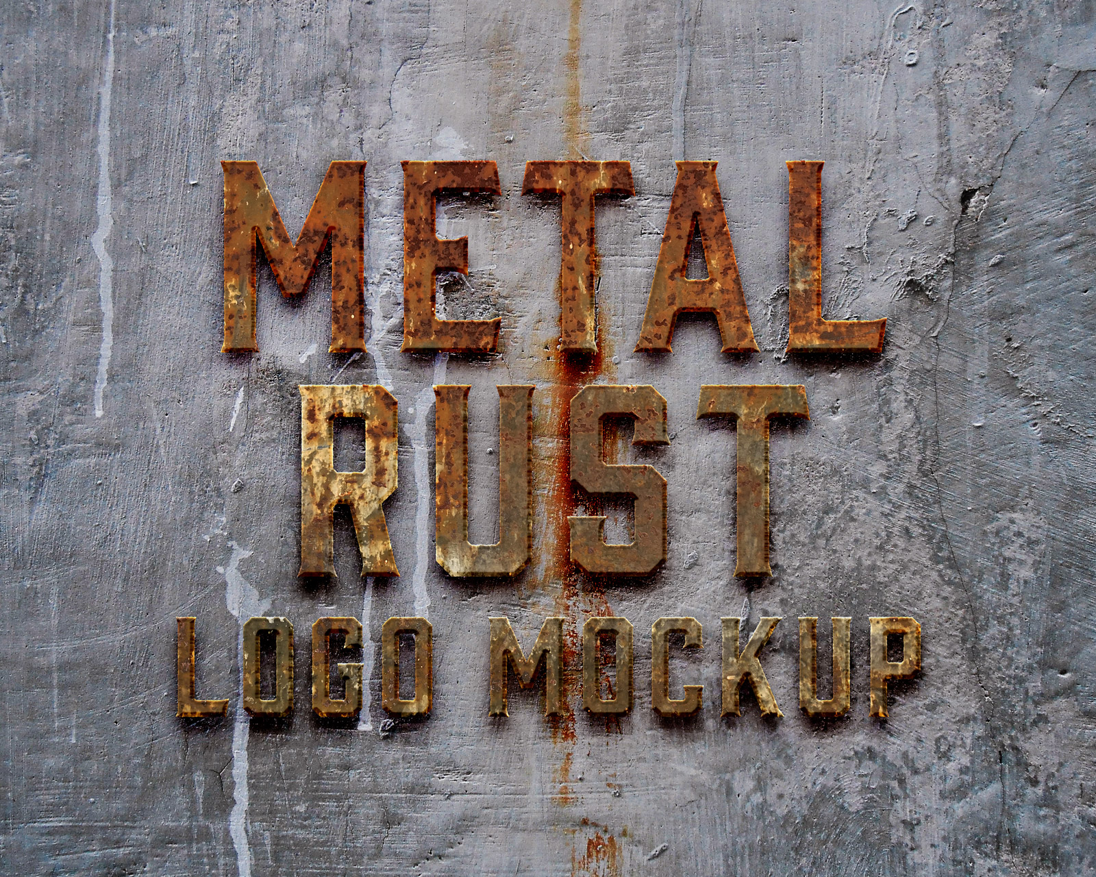 Metal Rust Logo Mockup PSD Template