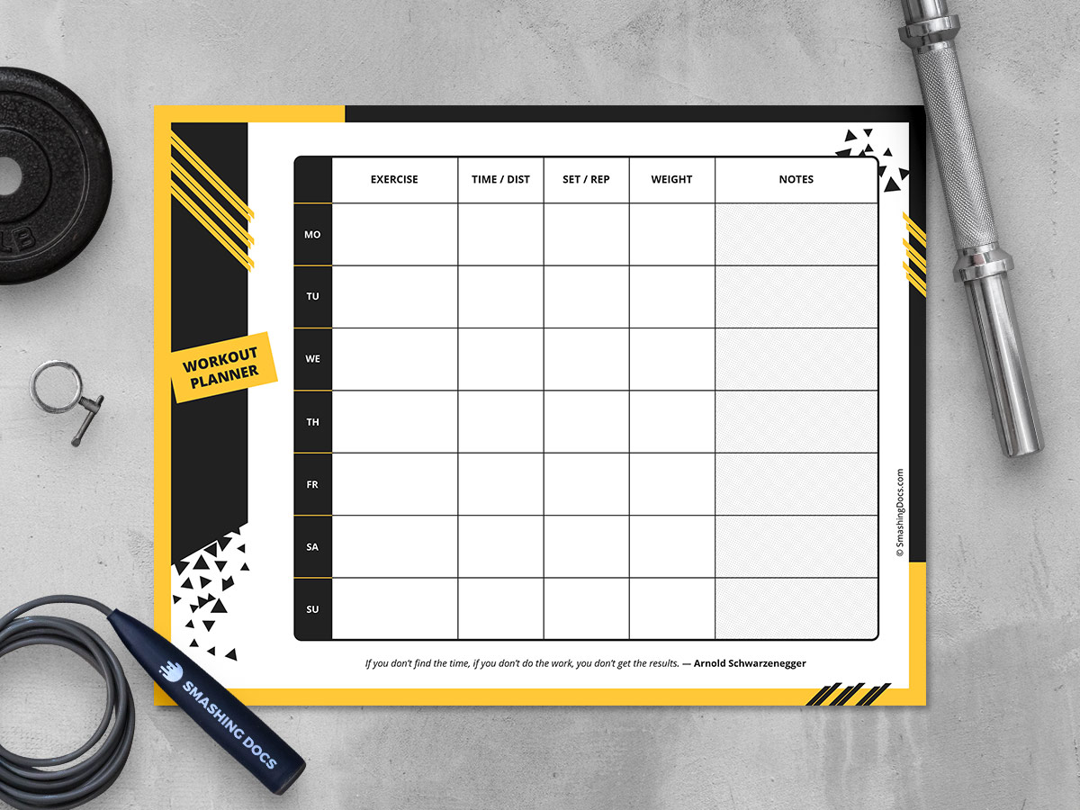 Free Printable Workout Tracker Template