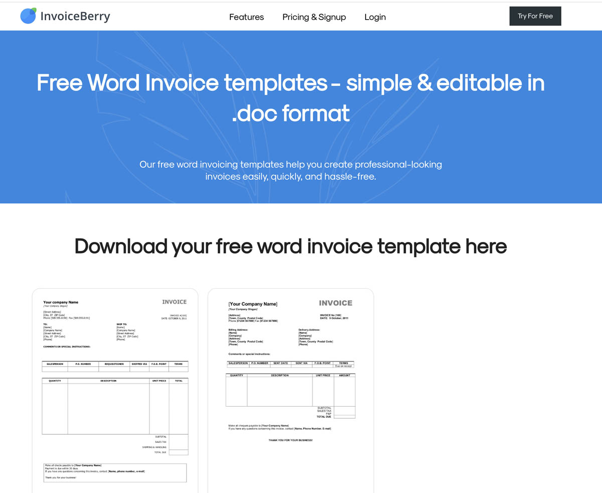 Word invoice templates