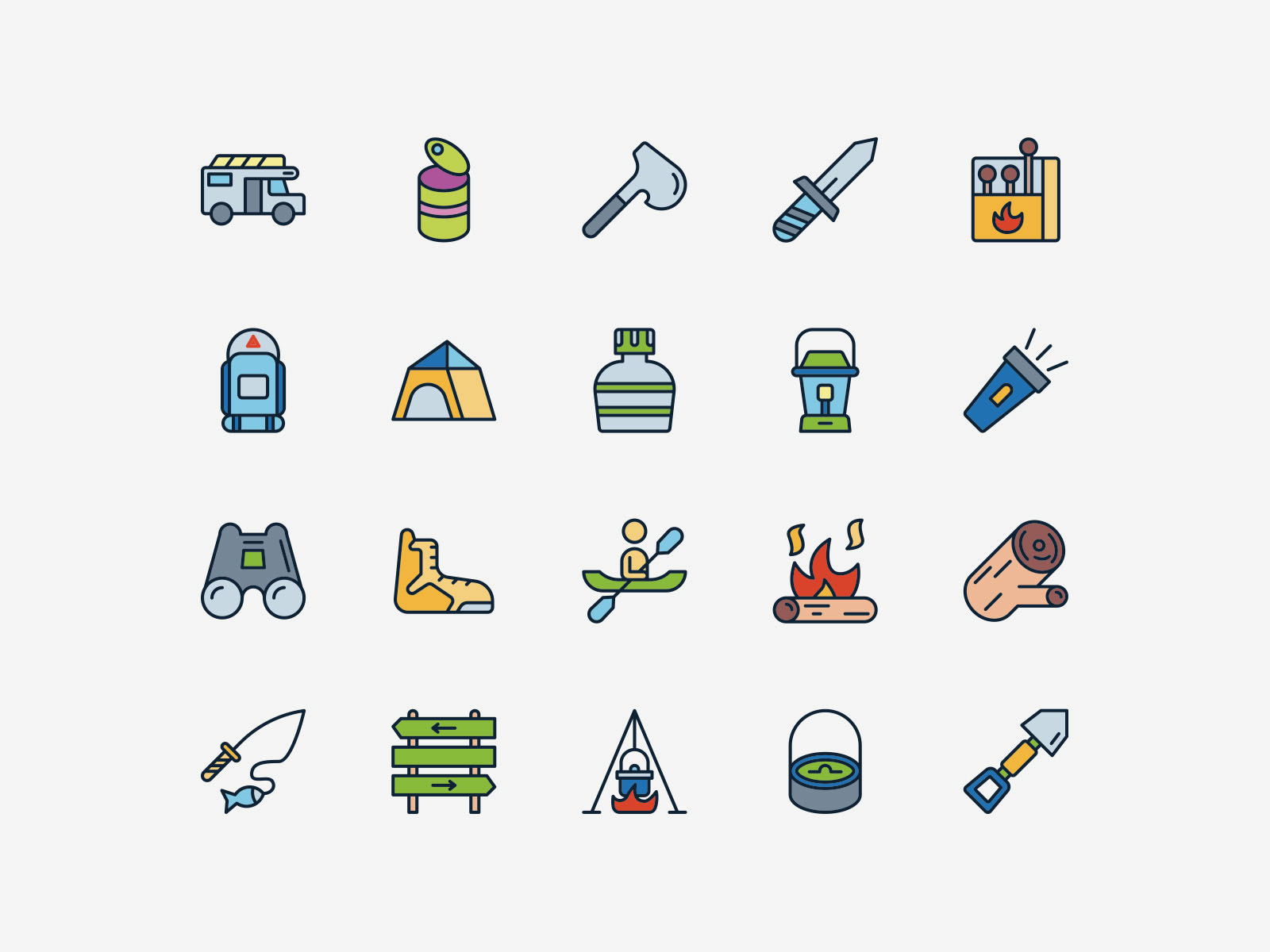 Camping Icons Pack Color