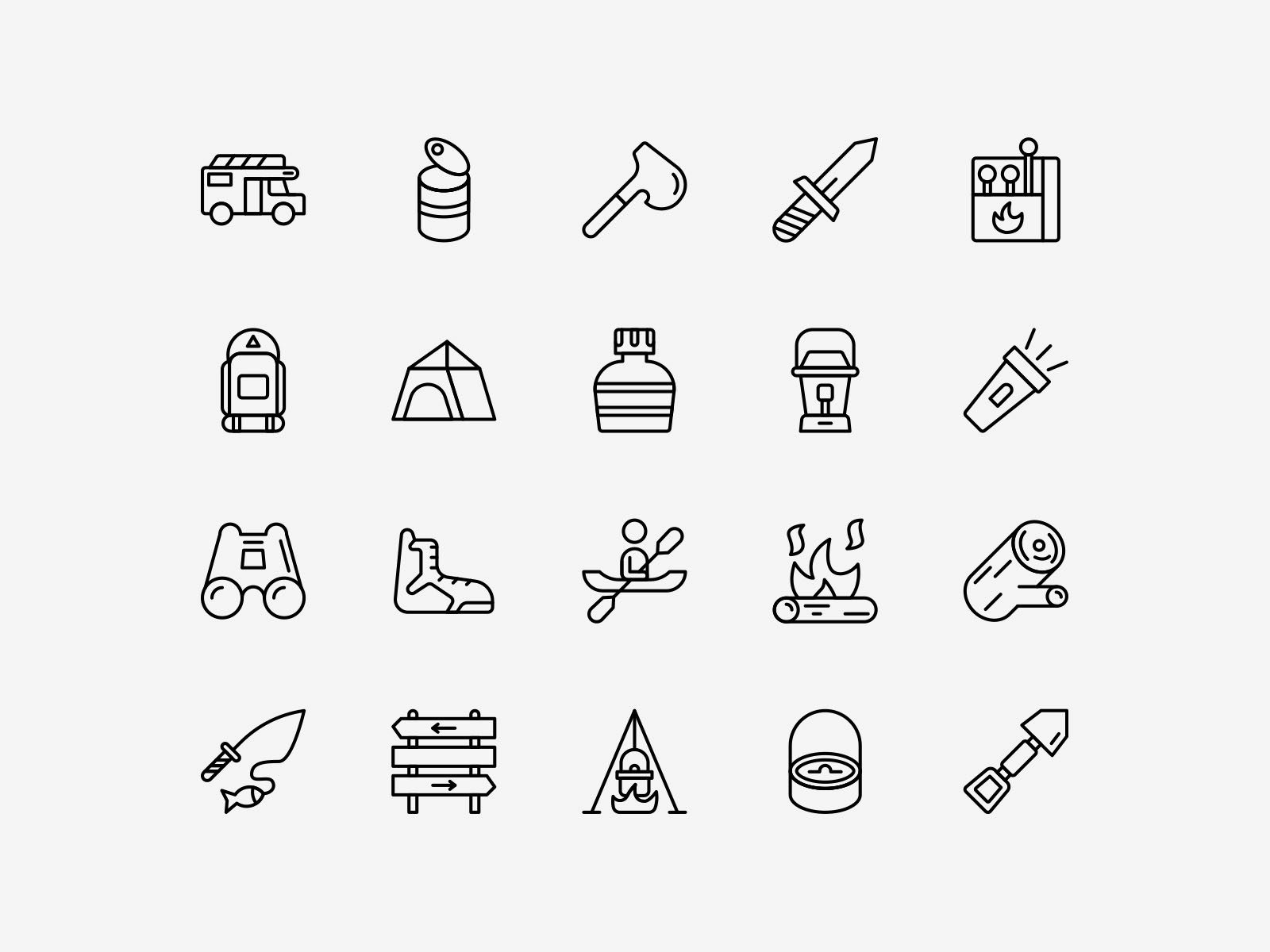 Camping Icons Line Pack