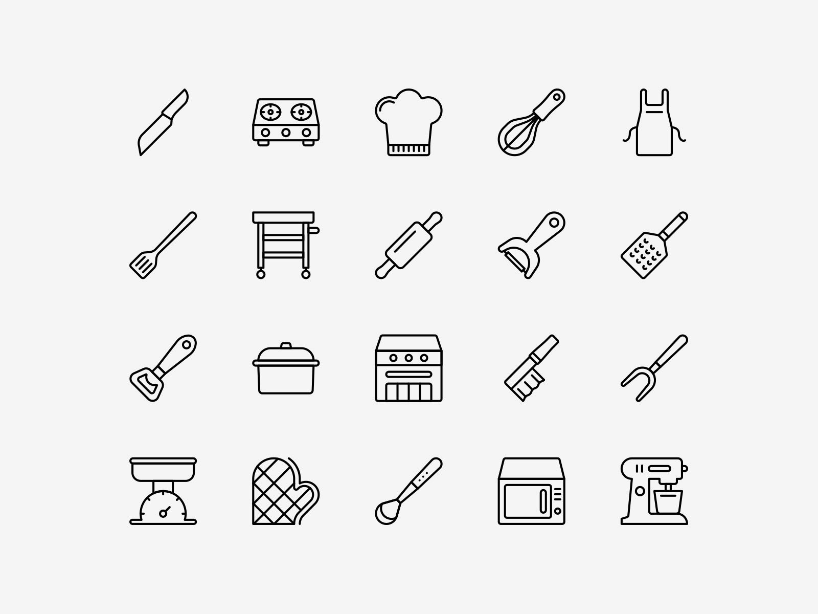 Vector Kitchen Icons Line Pack