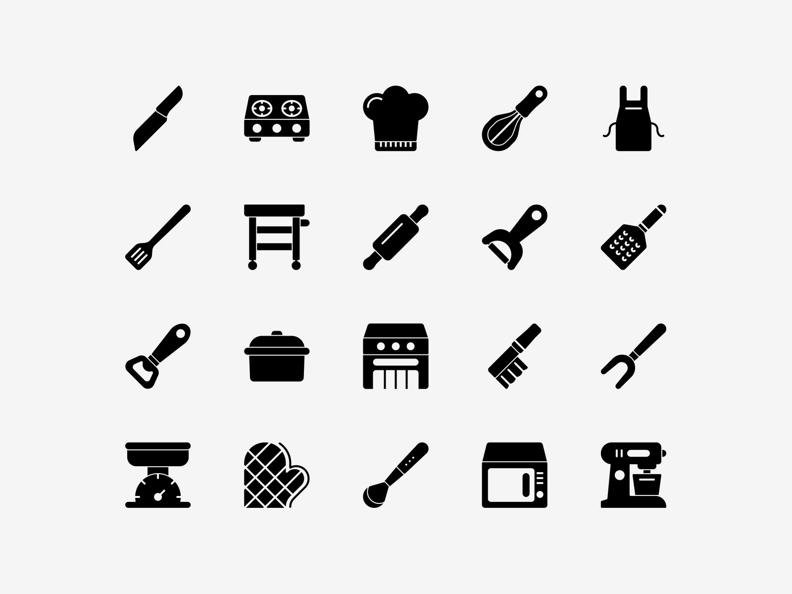 Vector Kitchen Icons Solid Pack