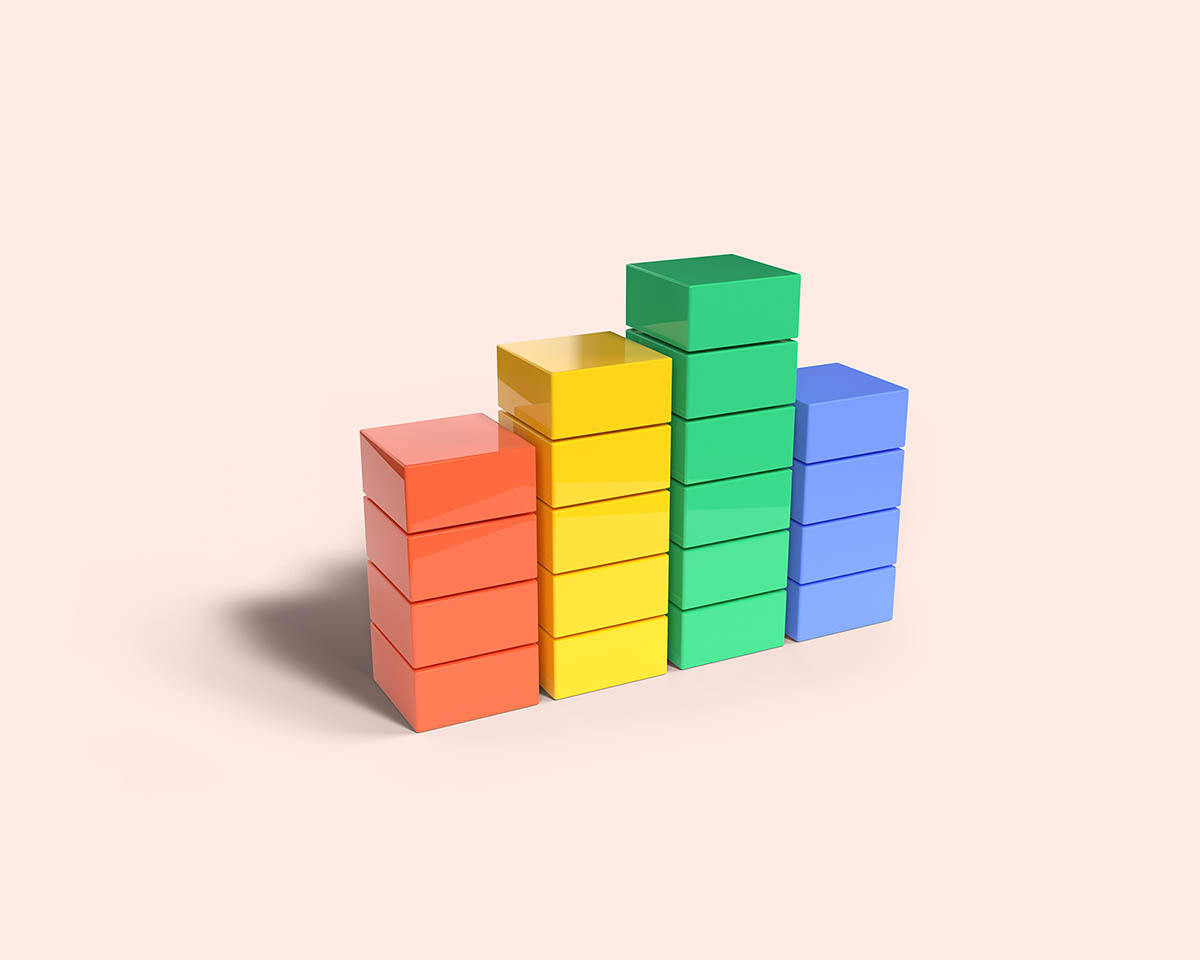 3D bar graph element squares