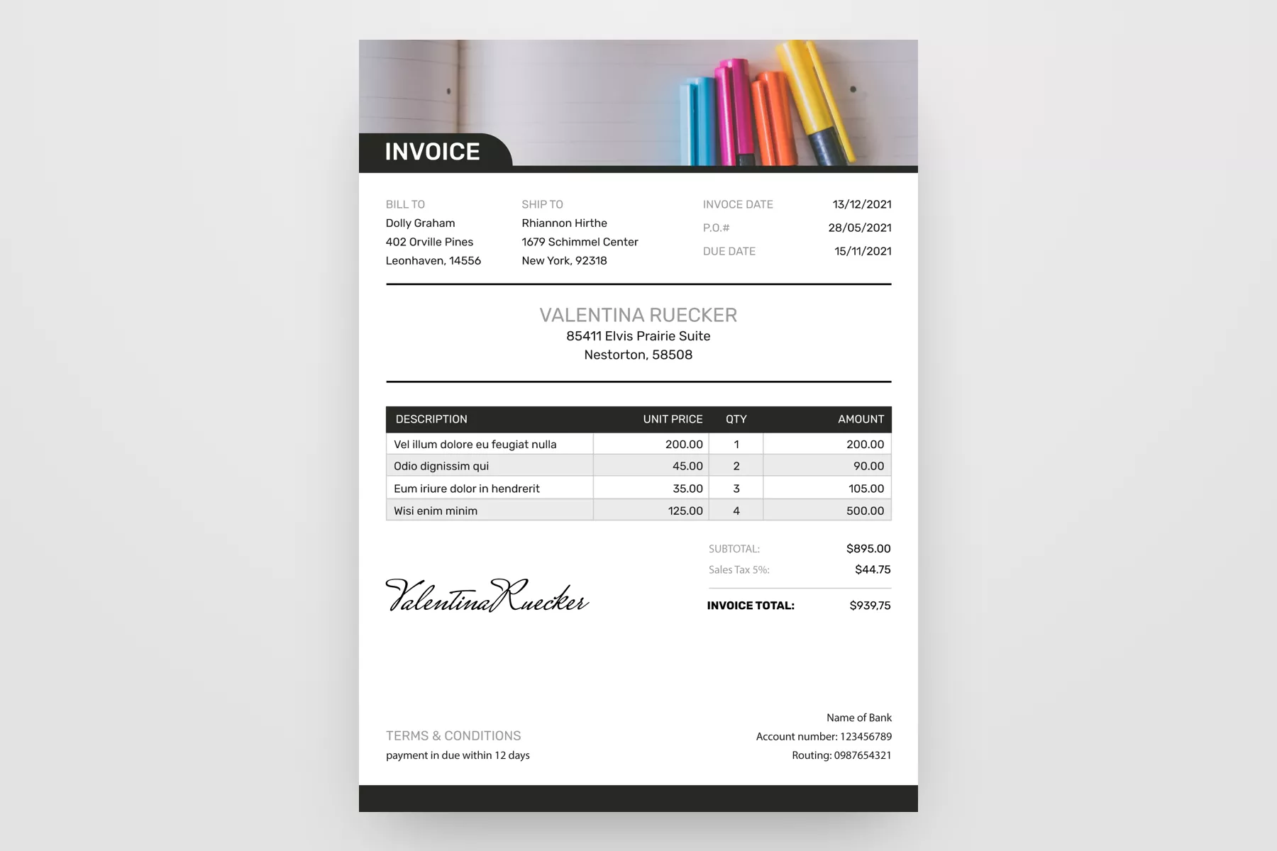 Bill Invoice Free Google Docs Template