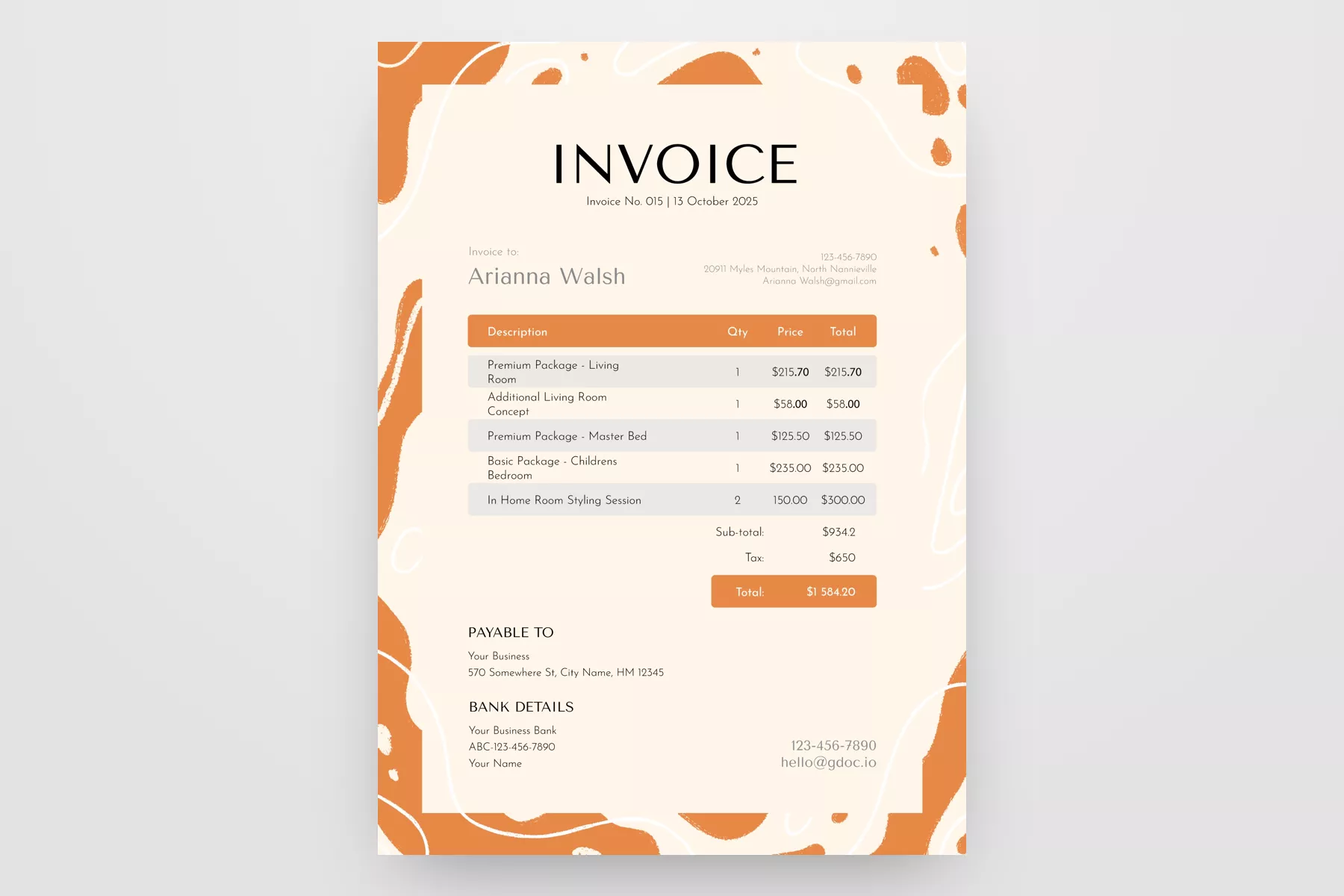 Editable Invoice Free Google Docs Template