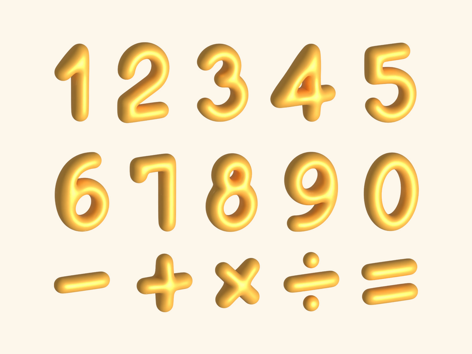 Vector golden 3D numbers & symbols