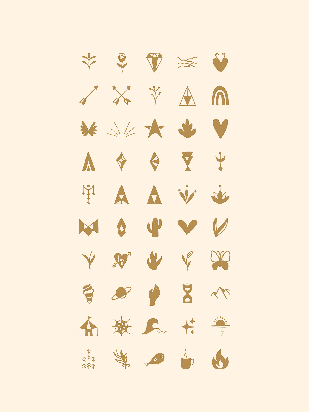 Hand drawn vector symbols and icons