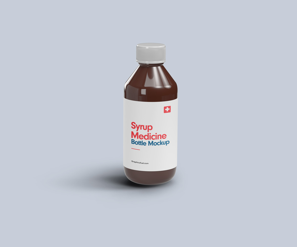 Medicine syrup bottle mockup