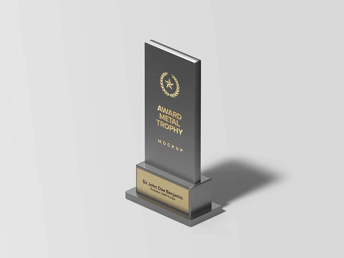 Metal award trophy mockup