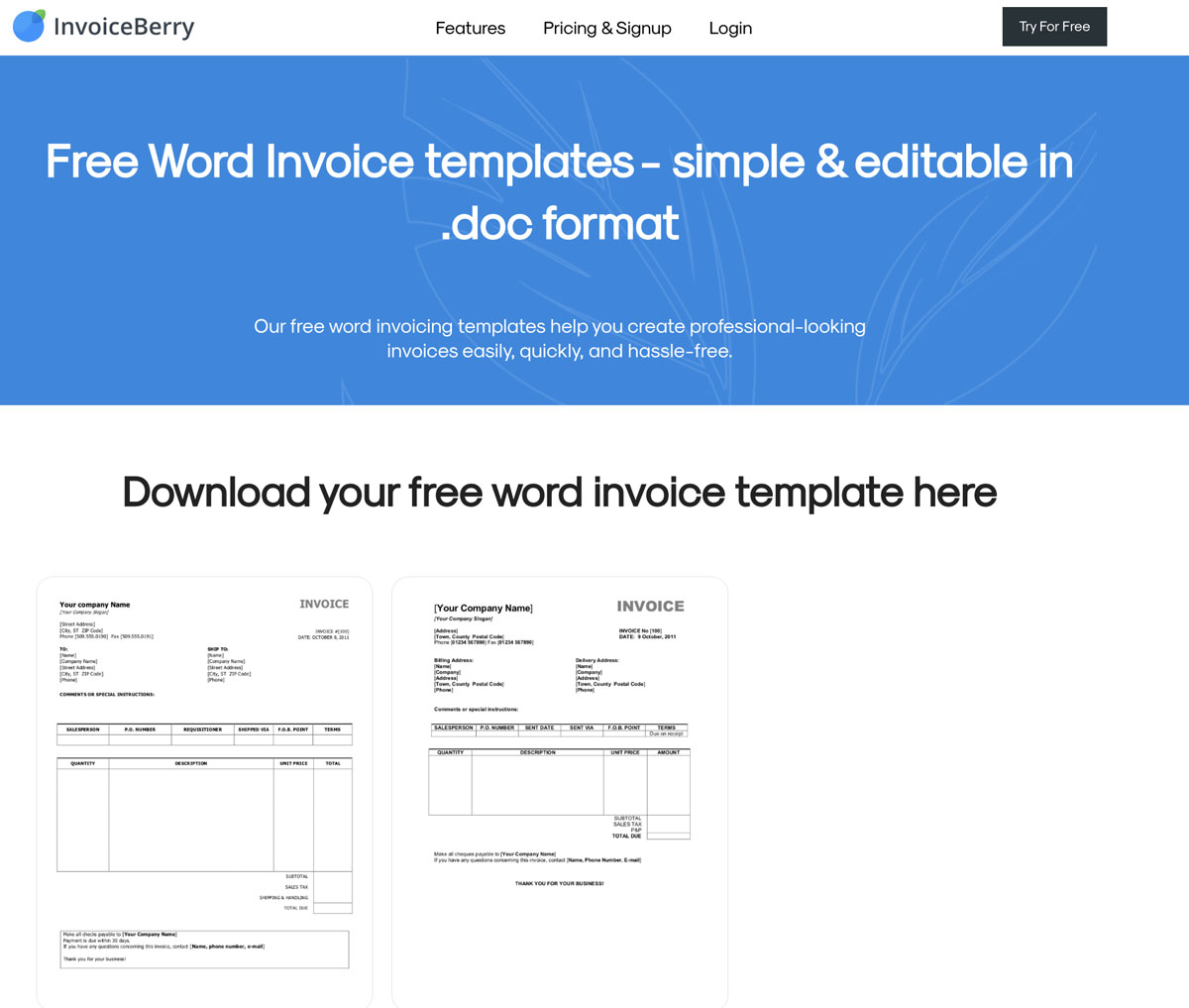 Word Invoice Templates