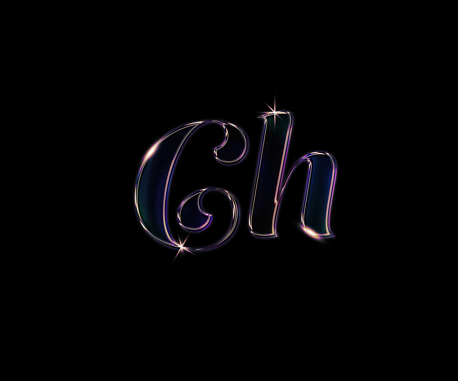 Holograph chrome text effect