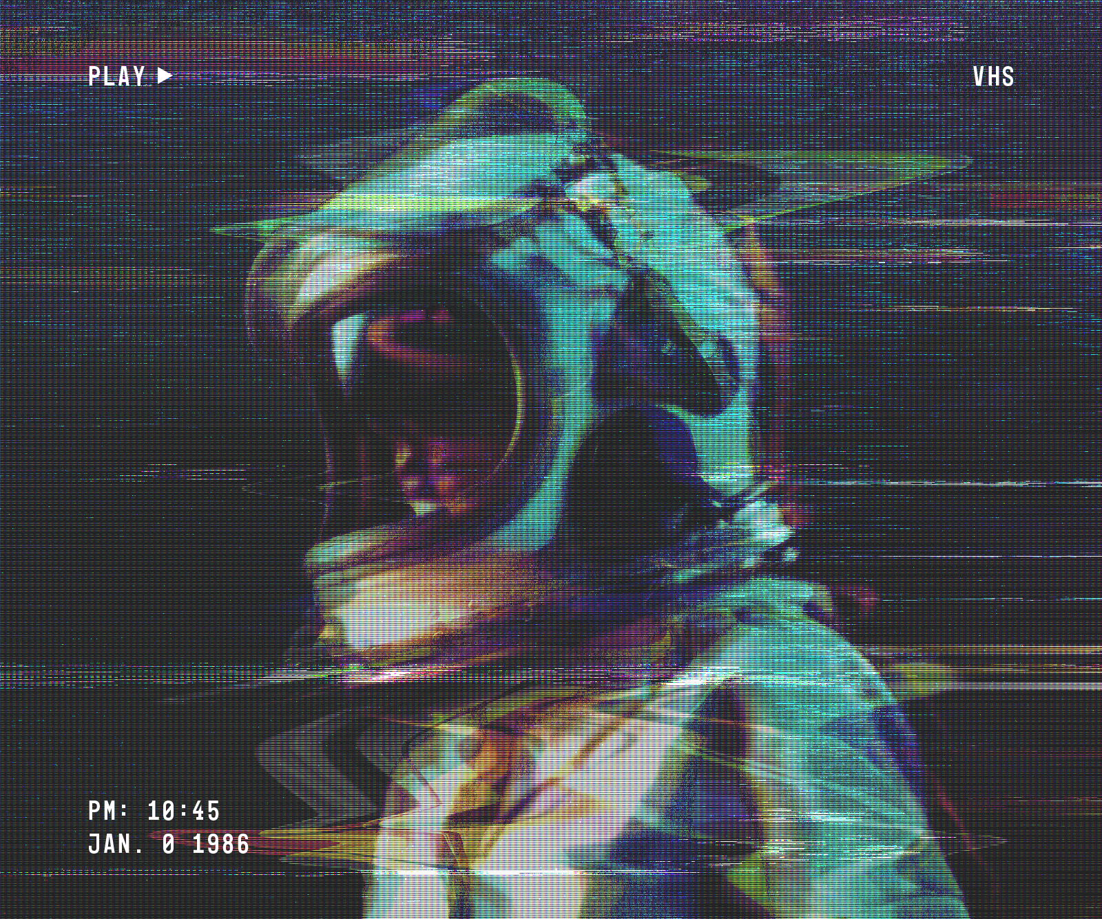 VHS screen glitch photo effect