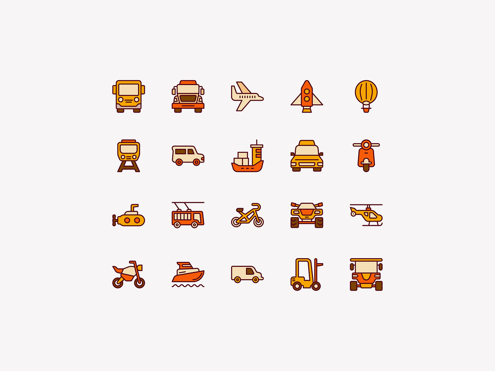 Vector transport color icons