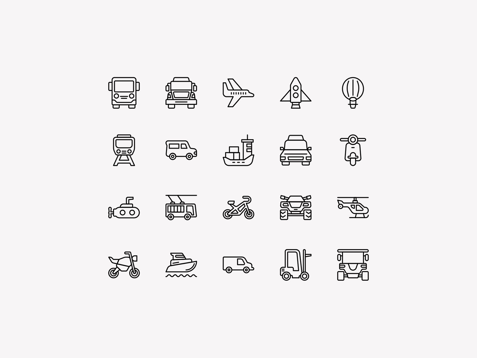 Vector transport line icons