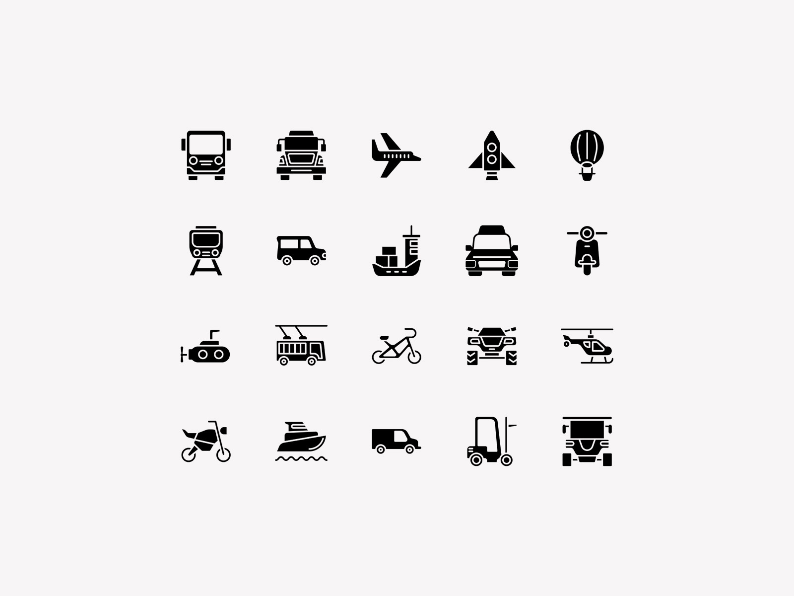 Vector transport solid icons