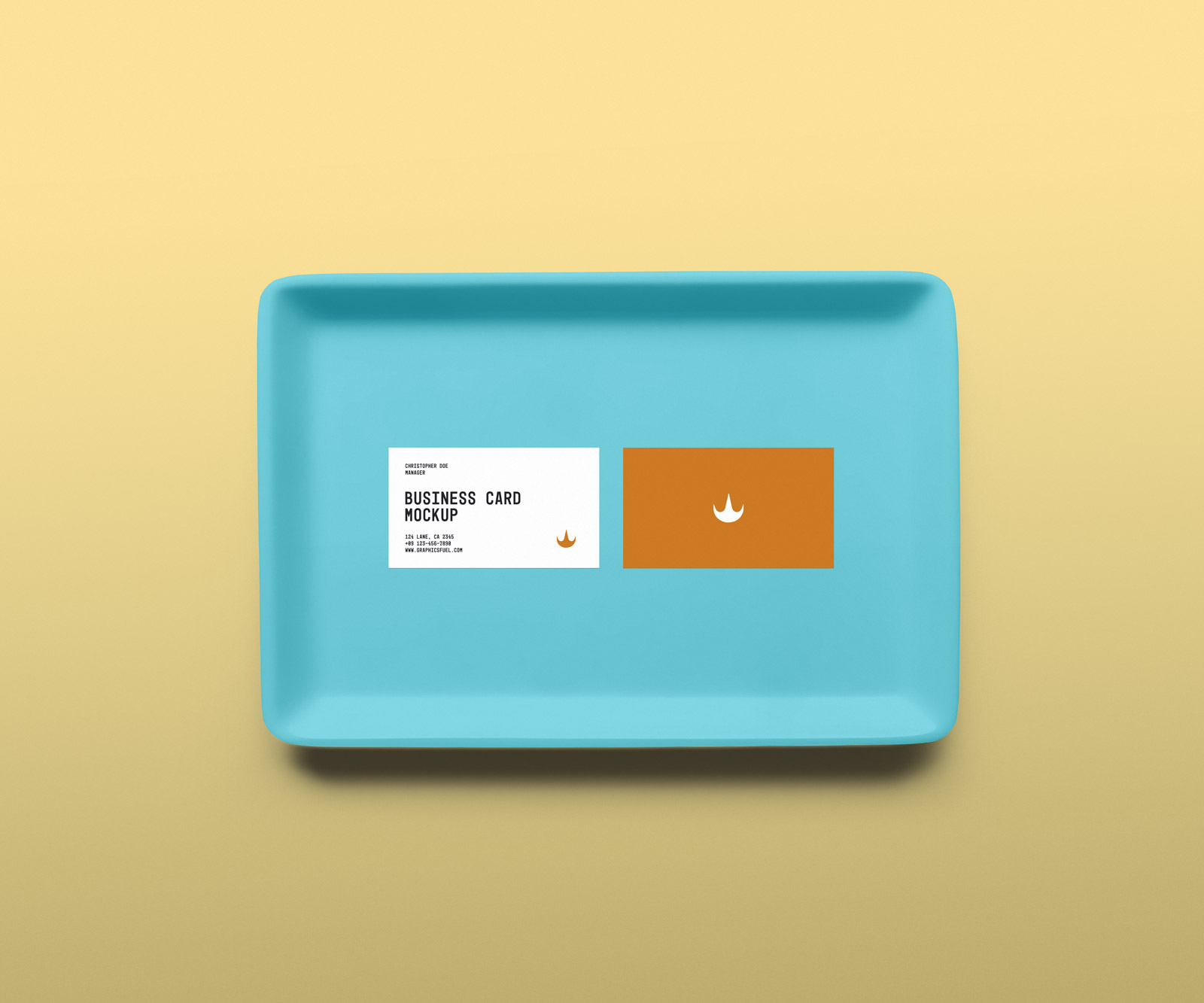 Business card in tray mockup PSD