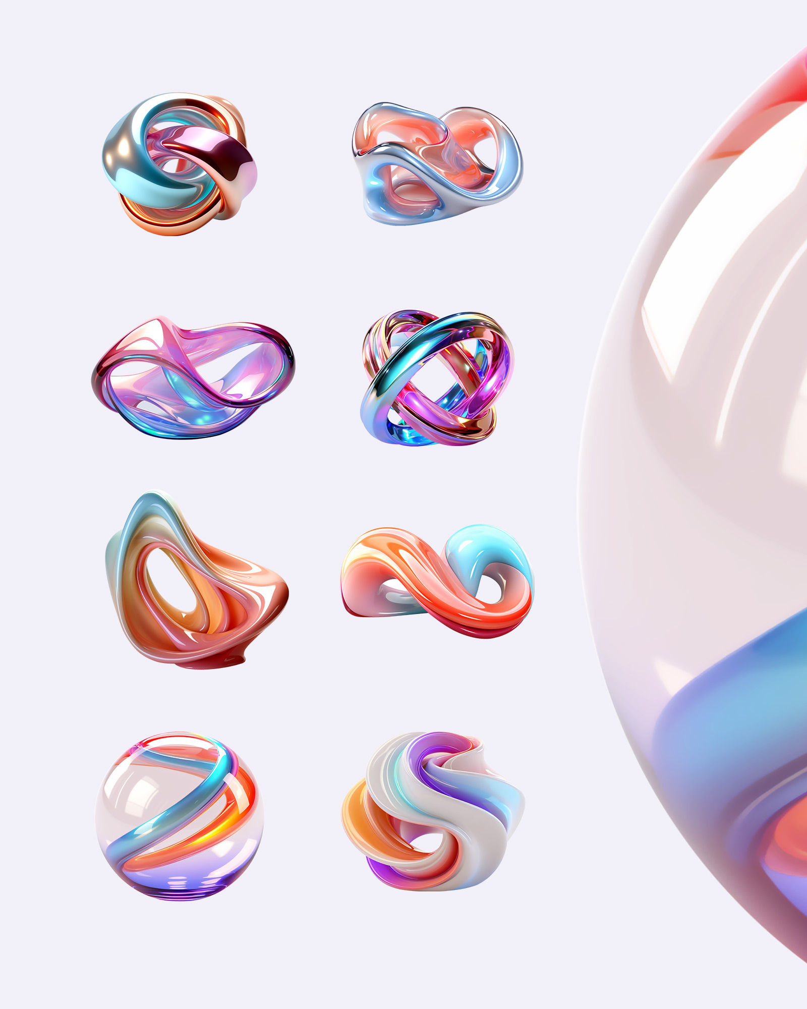 Holographic Abstract Fluid Shapes