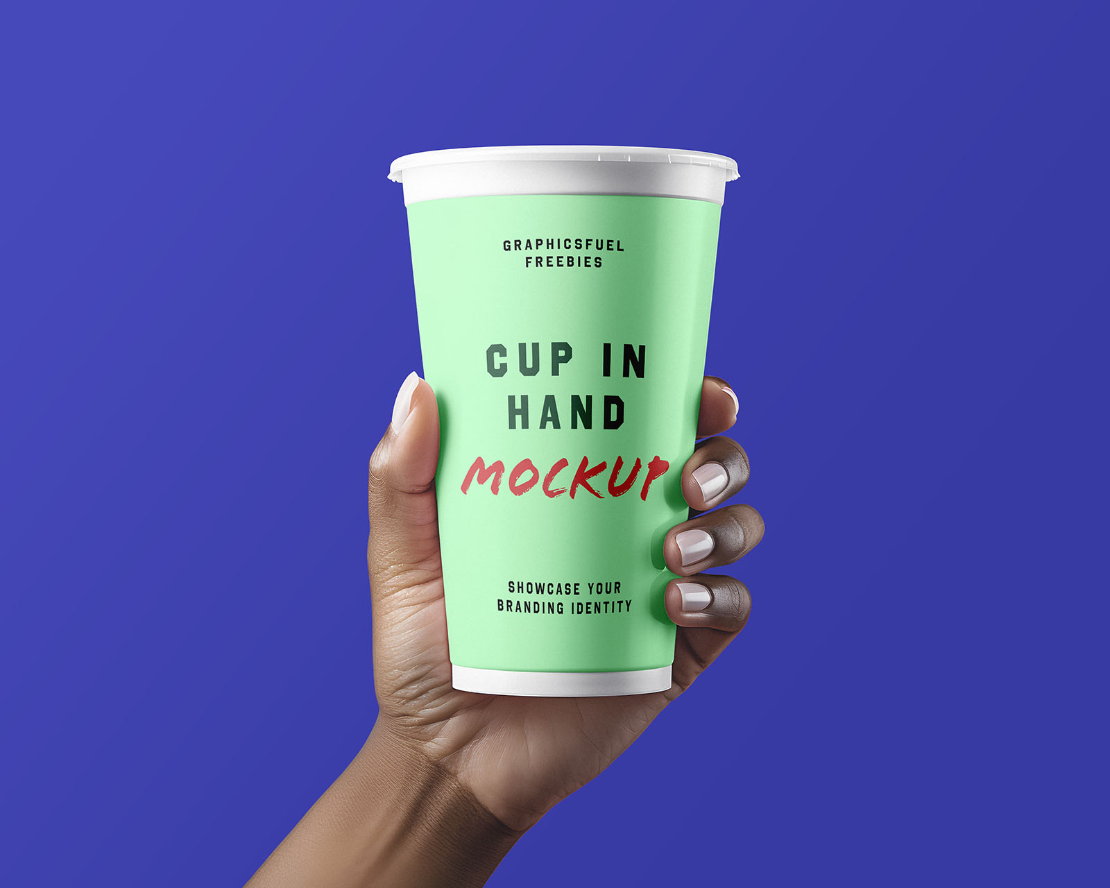 Coffee cup in hand mockup