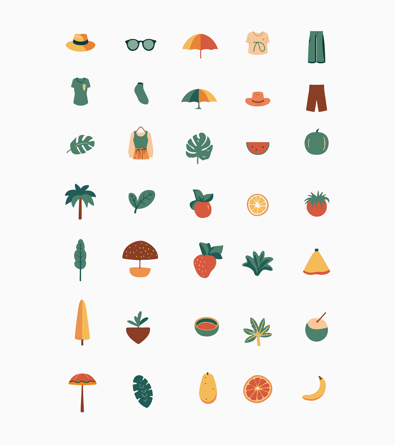Tropical Vector Icons Set