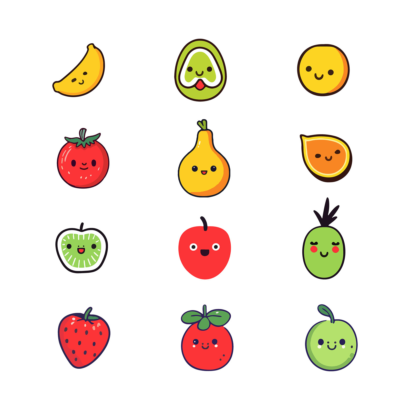 Free Vector Funny Fruit Icons