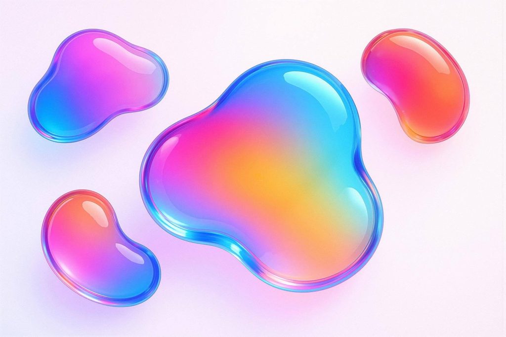 Vibrant liquid gradient blobs with smooth abstract shapes and colorful transitions